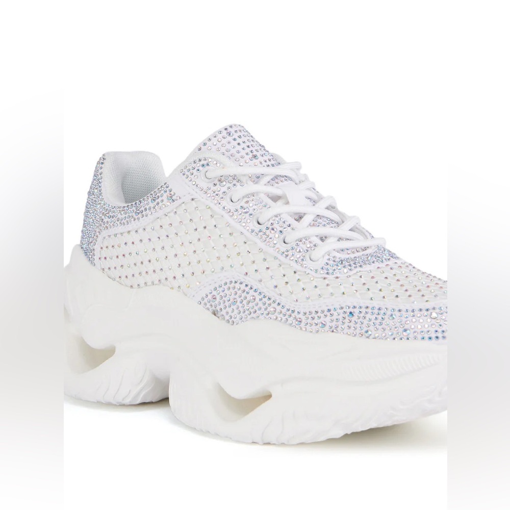 AZALEA WANG PETEY WHITE EMBELLISHED SNEAKER AKIRA SHOES NIB